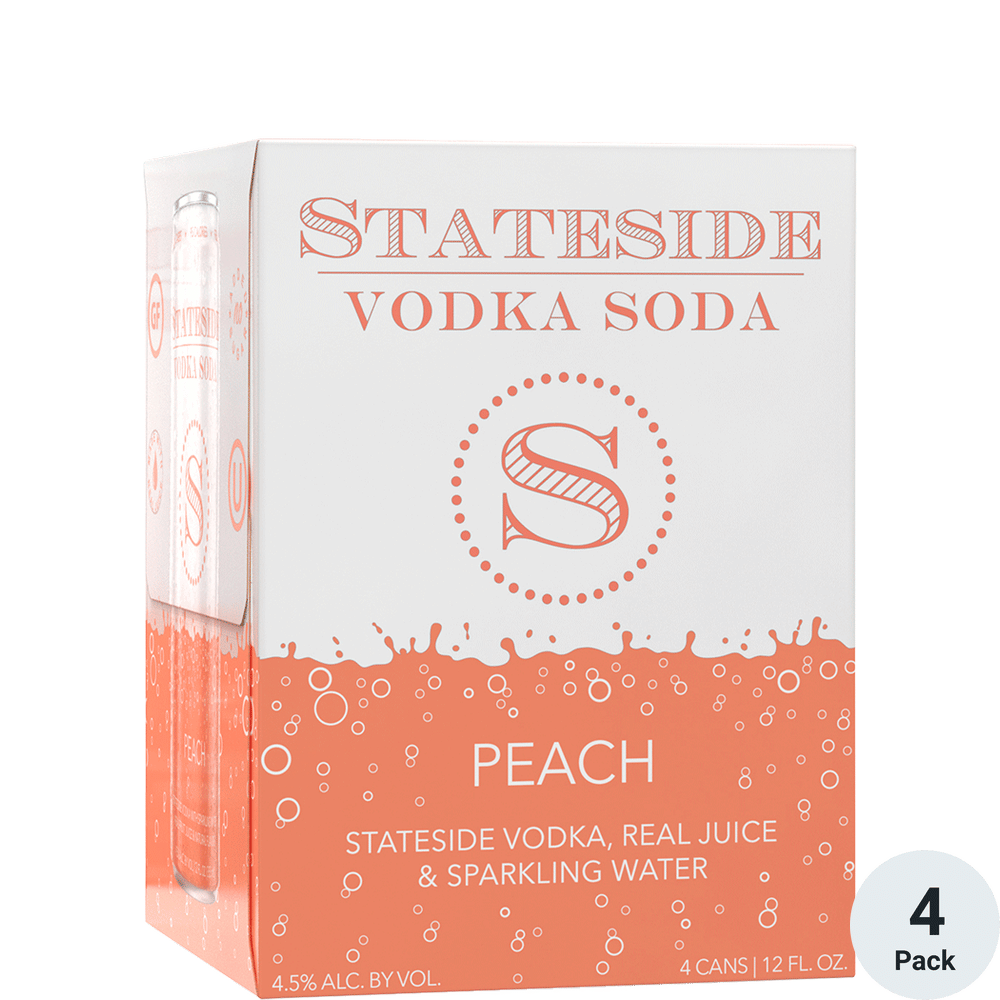Stateside Vo Soda Peach 4 Pack Cans