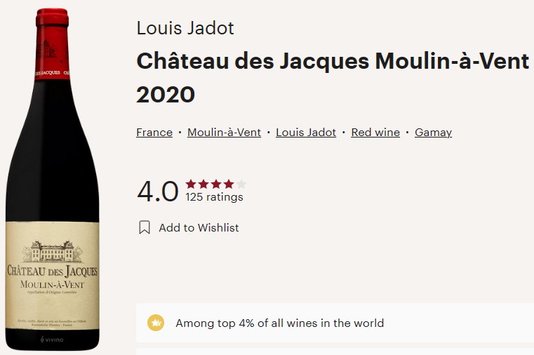 Chateau Des Jacques Moulin-A-Vent Burgundy Red