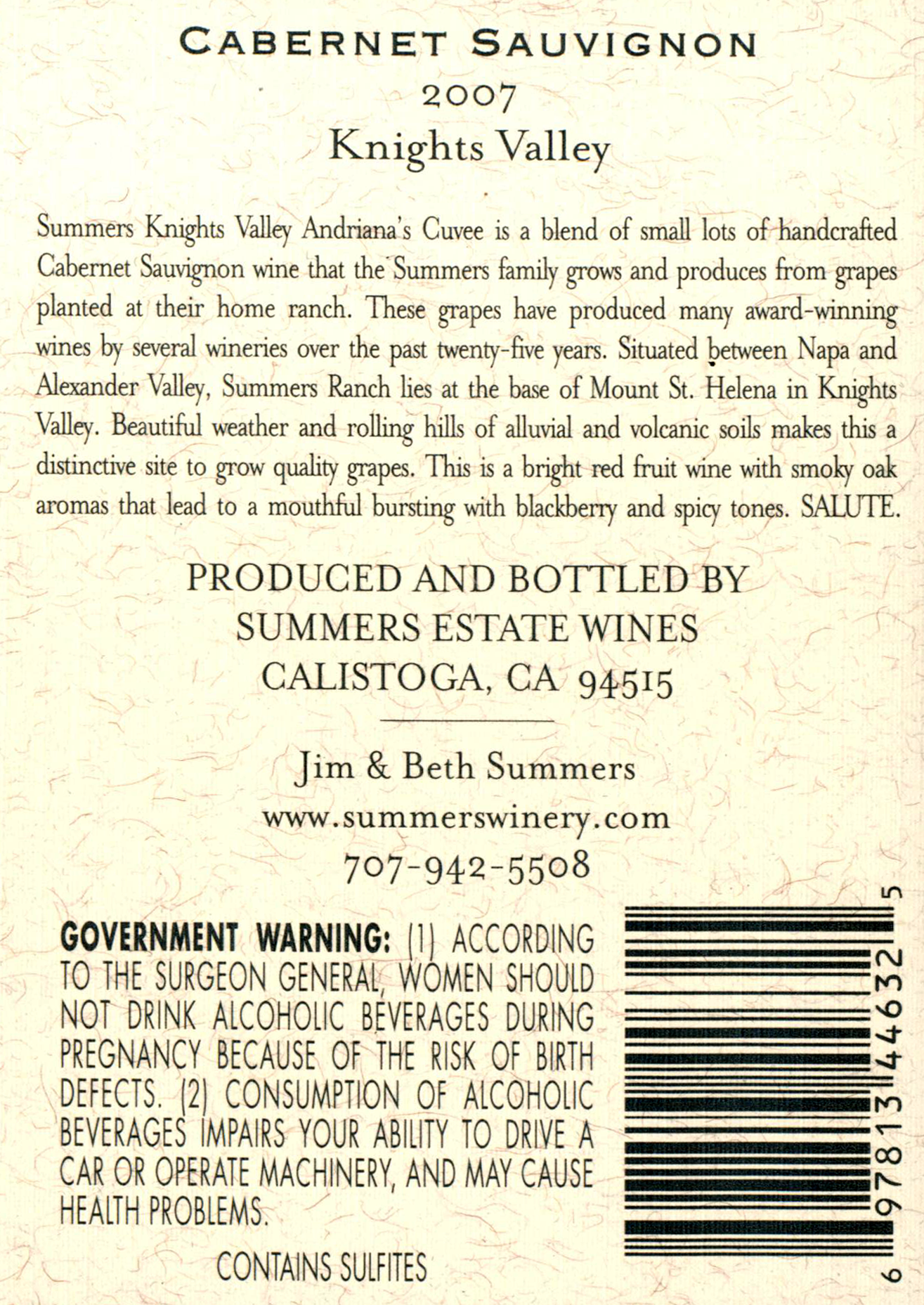 Summers 'andrianna' Cabernet Sauvignon