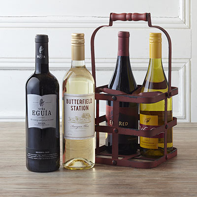 Gift Basket 4 Bottle And Mixed Nuts Wine Basket