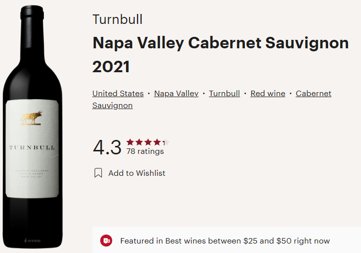 Turnbull Estate Grown Cabernet Sauvignon