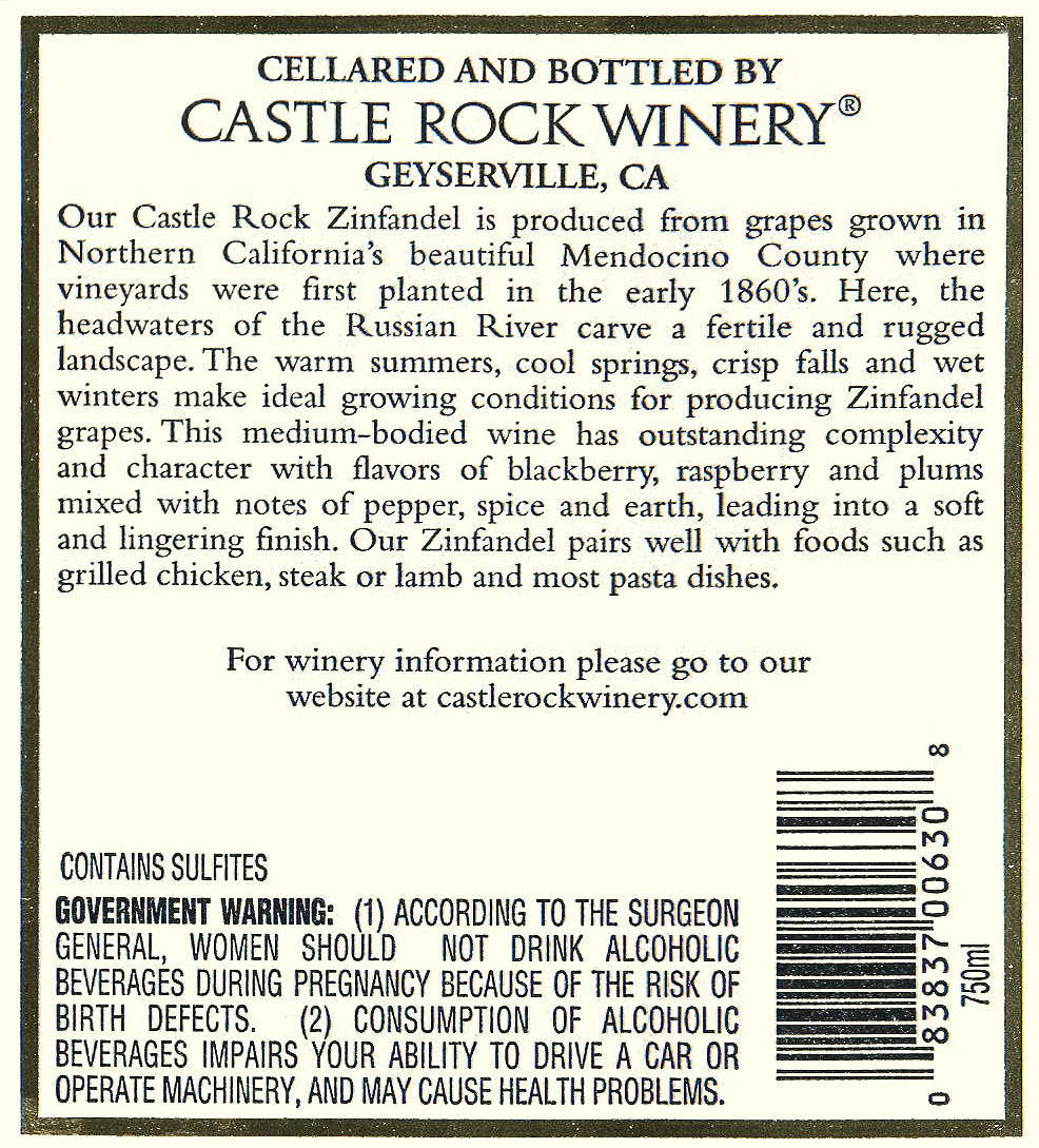 Castle Rock Mendocino Zinfandel