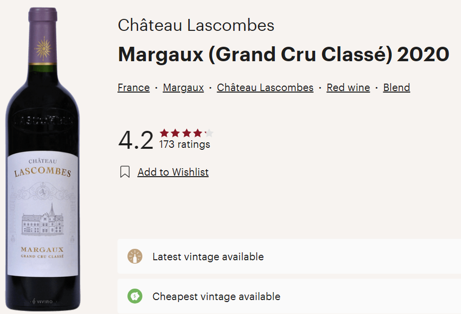 Chateau Lascombes Margaux Bordeaux Red