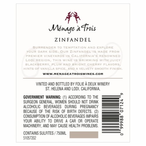 Menage A Trois Zinfandel