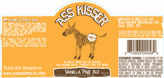 Ass Kisser Vanilla Pale Ale 4 Pack Bottles