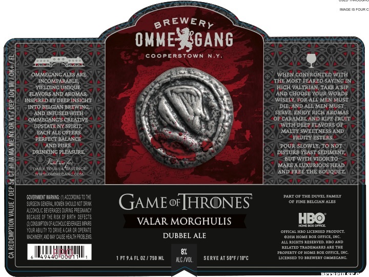Ommegang G Of Thr Valar Morhuli Bottle