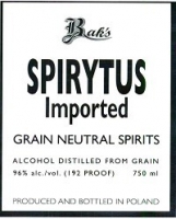 Bak's Spirytus Grain Alcohol