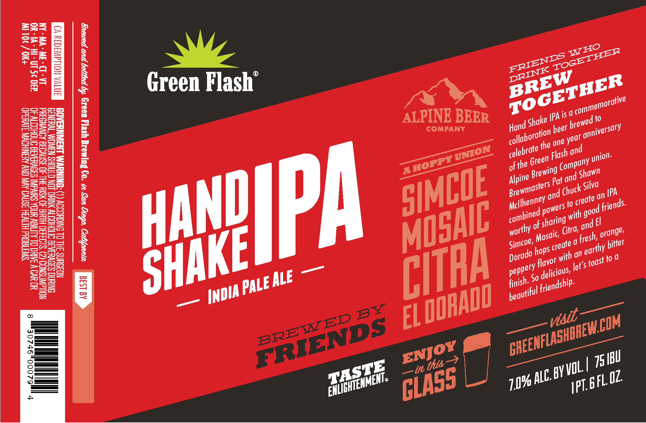 Green Flash Hand Shake IPA Bottle