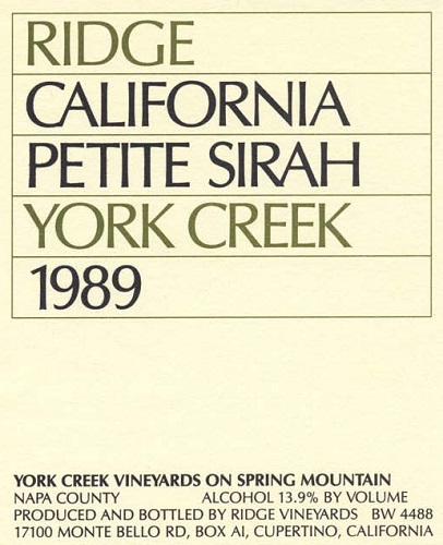Elyse York Creek Petite Syrah