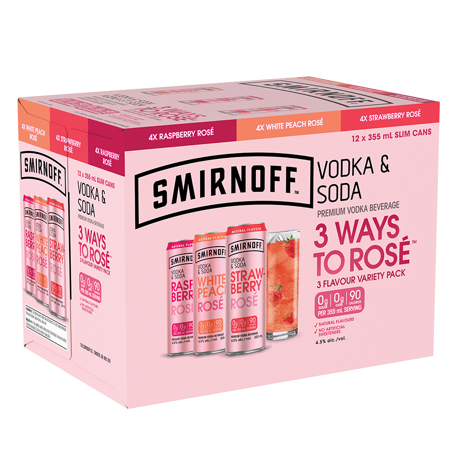 Smirnoff 4 Ways Rose 12 Pack Can