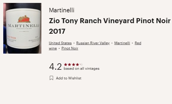 Martinelli Zio Tony Pinot Noir