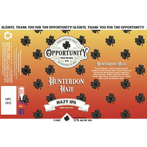 Opportunity Hunterdon Haze 4 Pack Cans